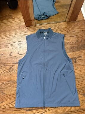 Mens Sleeveless Zip Vest in Slate Blue